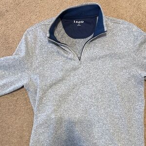 Izod Heather Gray and Navy Quarter-Zip Pullover
